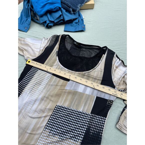 Lior Paris layered look abstract print tunic edgie black mesh - Picture 3 of 11